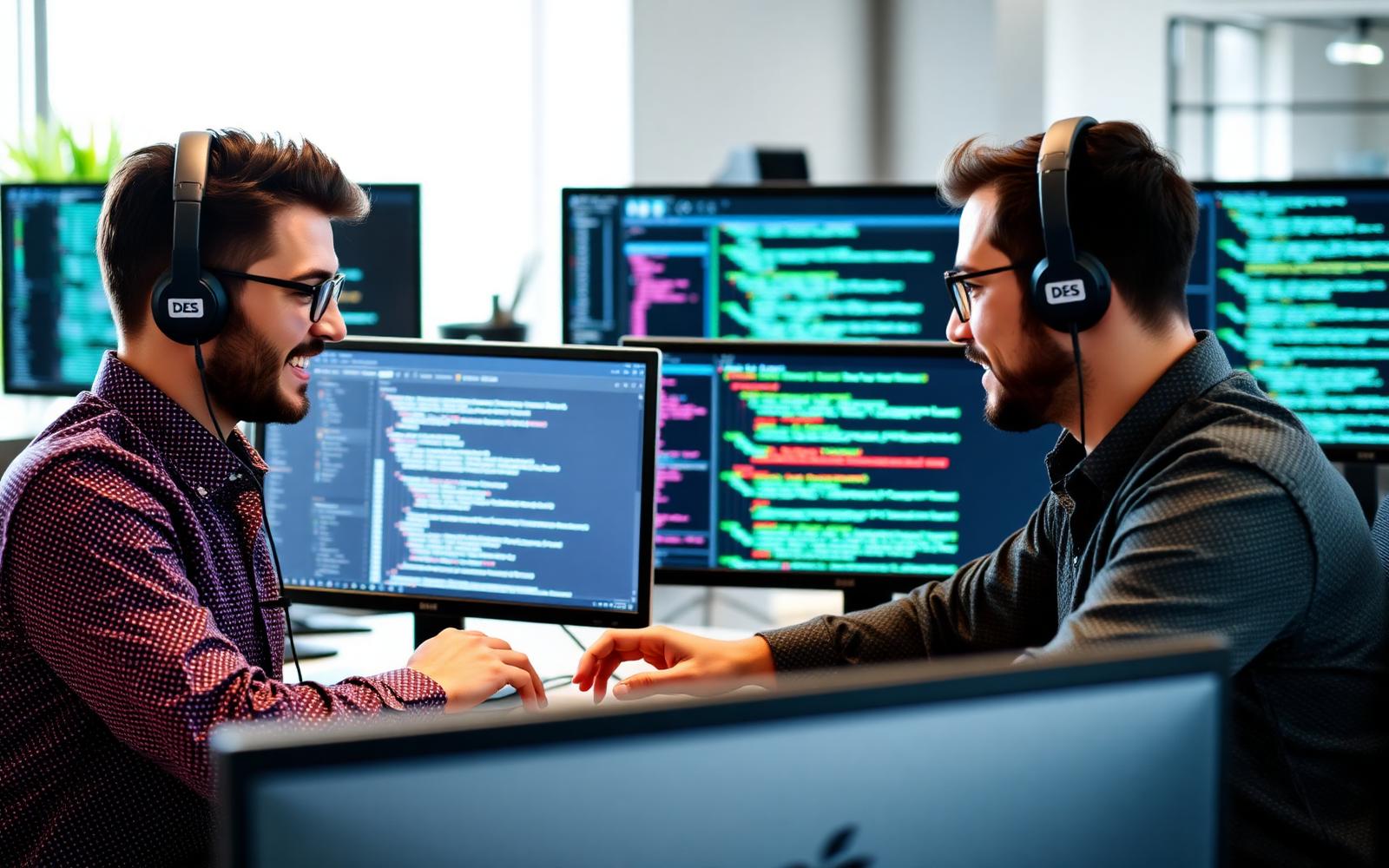 Software development team collaborating